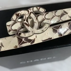 CHANEL | Accessories | Chanel Python Cream Brown Snake  display picture 1